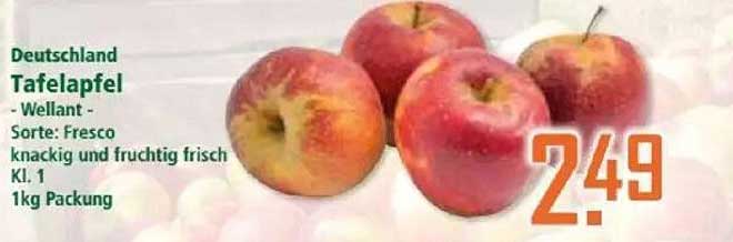 Tafelapfel - Wellant - Sorte: Fresco - 1kg Packung