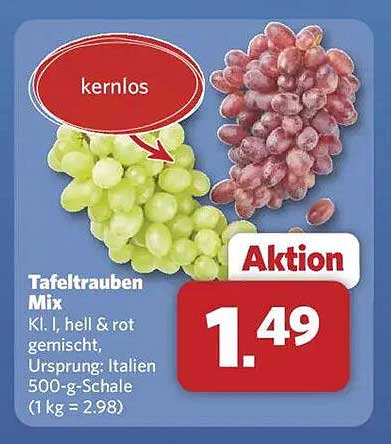 Tafeltrauben Mix, kernlos, 500-g-Schale