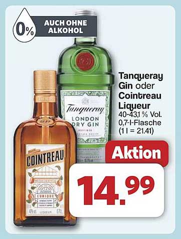 Tanqueray Gin oder Cointreau Liqueur 0,7l-Flasche zum Aktionspreis