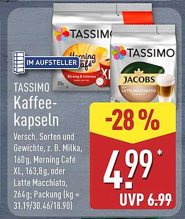 TASSIMO Kaffeekapseln - Verschiedene Sorten und Gewichte