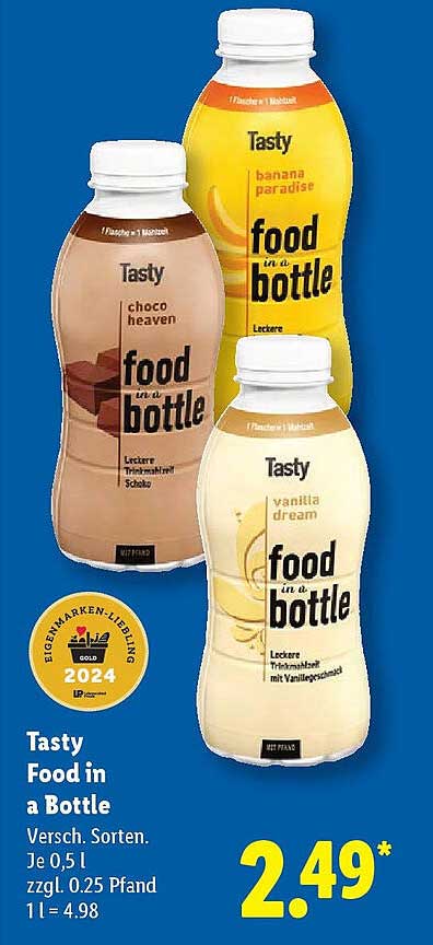 Tasty Food in a Bottle - Verschiedene Sorten