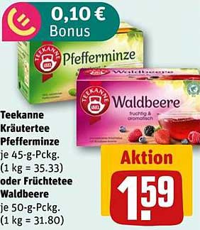 Teekanne Kräutertee Pfefferminze oder Früchte-Tee Waldbeere