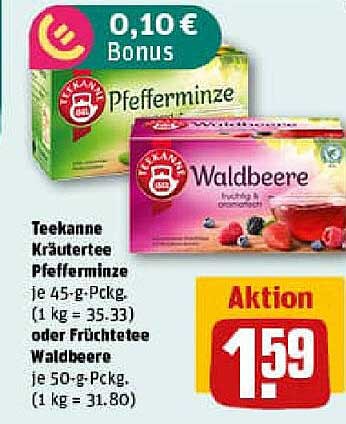 Teekanne Kräutertee Pfefferminze oder Früchte Tee Waldbeere