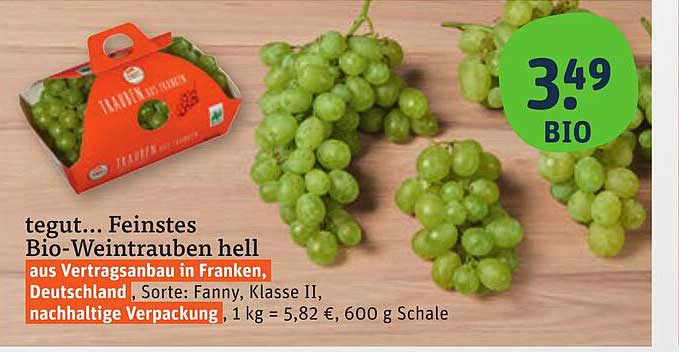 tegut... Feinstes Bio-Weintrauben hell