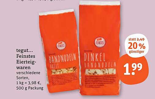 tegut... Feinstes Eierteigwaren Dinkelnudeln 500 g