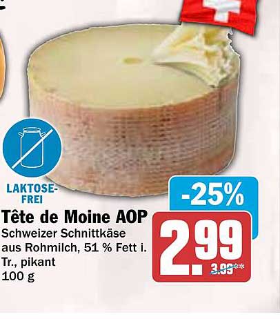 Tête de Moine AOP - Schweizer Schnittkäse aus Rohmilch, 51 % Fett i. Tr., pikant