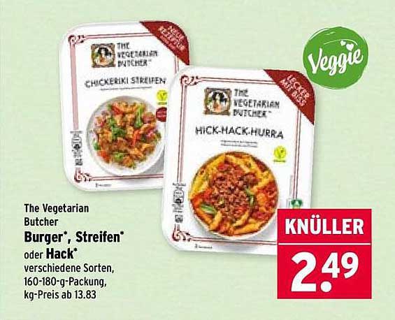 The Vegetarian Butcher Burger®, Streifen* oder Hack* verschiedene Sorten, 160-180-g-Packung, kg-Preis ab 13.83