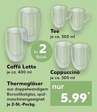 Thermogläser - 2er Set für Caffè Latte und Cappuccino