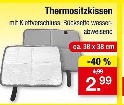 Thermositzkissen mit Klettverschluss, Rückseite wasserabweisend
