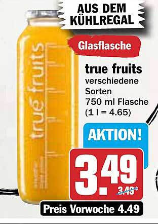 true fruits - 750 ml Glasflasche verschiedene Sorten