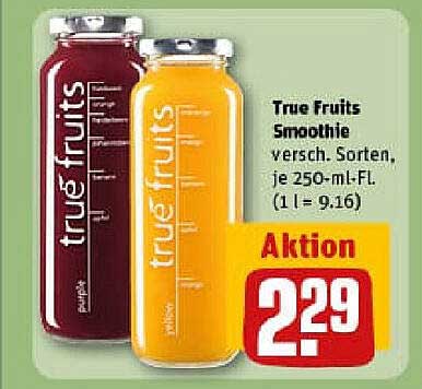 True Fruits Smoothie, versch. Sorten, je 250-ml-Fl.