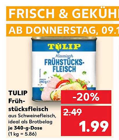 TULIP Frühstücksfleisch aus Schweinefleisch, ideal als Brotbelag, je 340-g-Dose