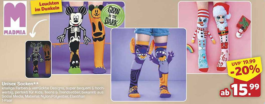 Unisex Socken** – Leuchten im Dunkeln