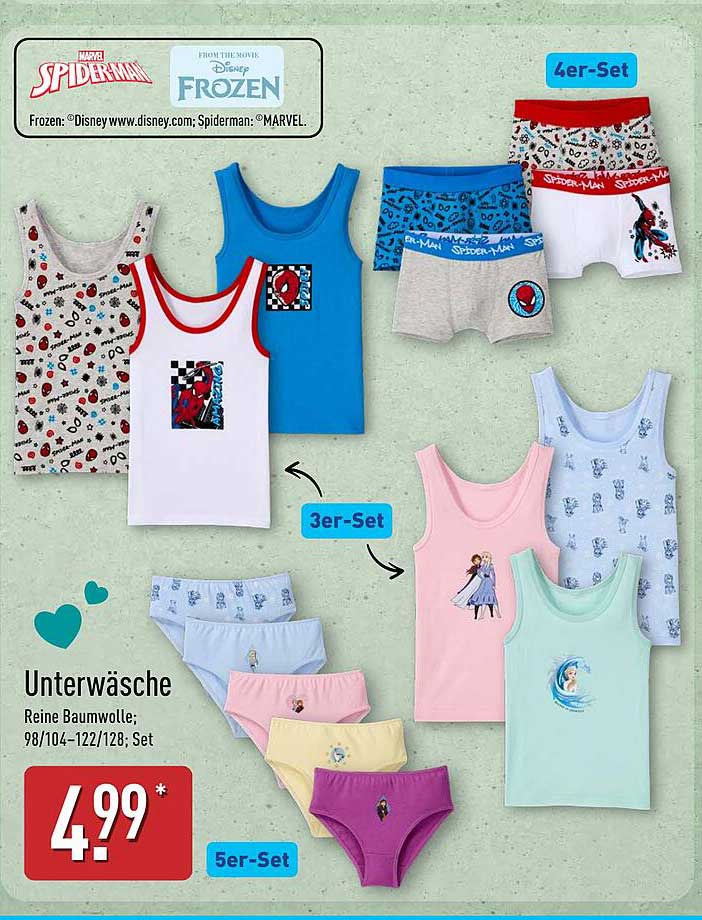 Unterwäsche-Set für Kinder - Spider-Man und Frozen
