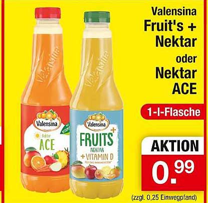 Valensina Fruit's + Nektar oder Nektar ACE - 1-l-Flasche