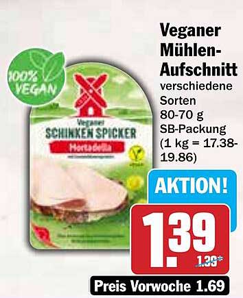 Vegane Mühlen-Aufschnitt verschiedene Sorten 80-70 g
