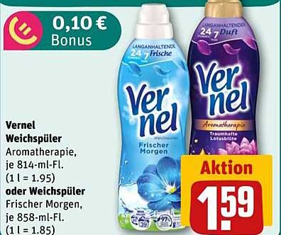 Vernel Weichspüler Aromatherapie 814-ml-Fl. oder Weichspüler Frischer Morgen 858-ml-Fl.