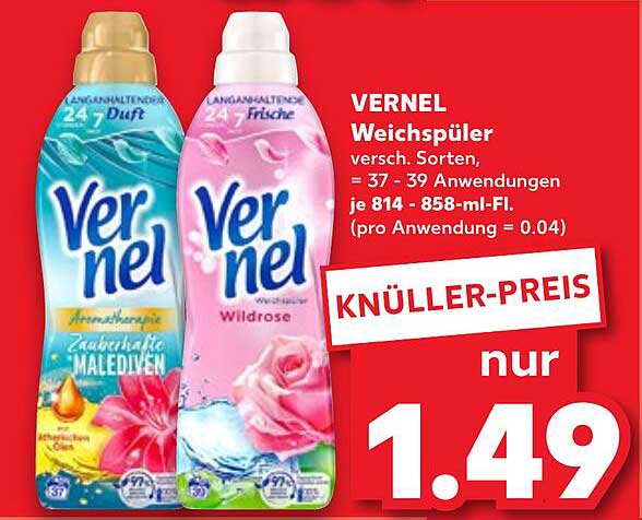VERNEL Weichspüler verschiedene Sorten