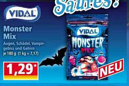 Vidal Monster Mix 180 g - Süßigkeiten für Spooky-Momente!