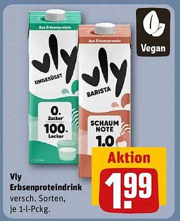 Vly Erbsenprotein Drink - Verschiedene Sorten, je 1-l-Pckg.