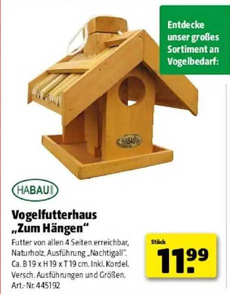 Vogelfutterhaus „Zum Hängen“