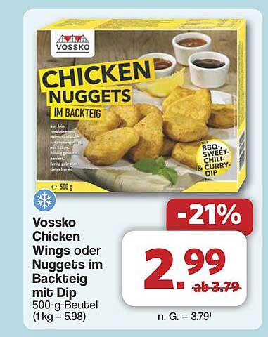 Vossko Chicken Nuggets im Backteig 500 g
