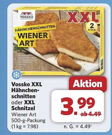 Vossko XXL Hähnchenschnitten oder XXL Schnitzel Wiener Art