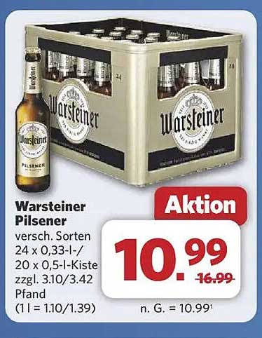 Warsteiner Pilsener 24 x 0,33 l oder 20 x 0,5 l Kiste