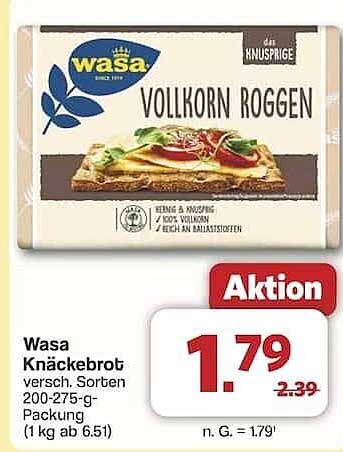 Wasa Knäckebrot Vollkorn Roggen 200-275 g