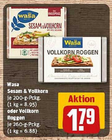 Wasa Sesam & Vollkorn oder Vollkorn Roggen – Aktion