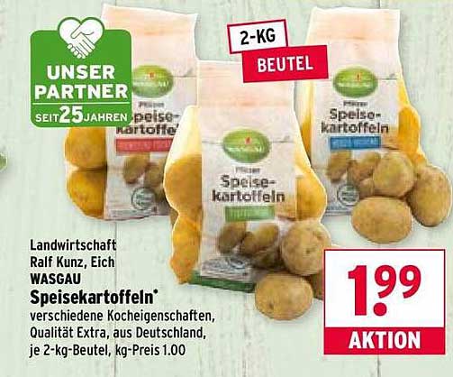 WASGAU Speisekartoffeln 2 kg Beutel - Aktionspreis!