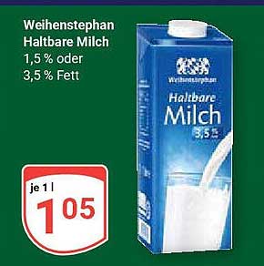 Weihenstephan Haltbare Milch 1,5 % oder 3,5 % Fett