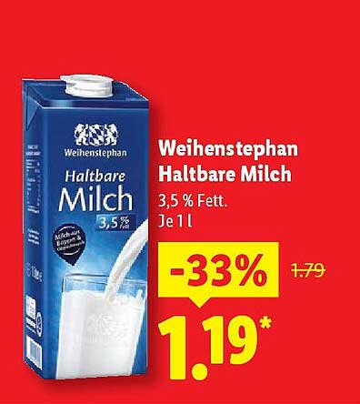 Weihenstephan Haltbare Milch 3,5 % Fett