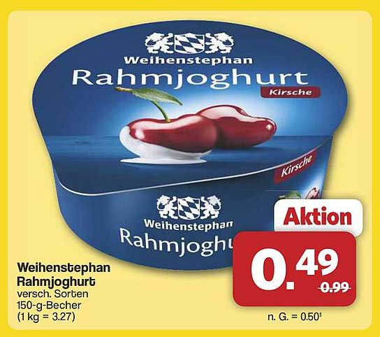 Weihenstephan Rahmjoghurt verschieden Sorten 150-g-Becher