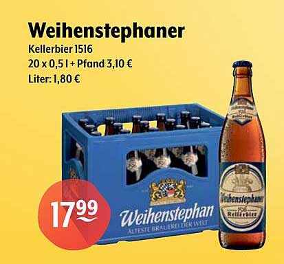 Weihenstephaner Kellerbier 1516 Paket (20 x 0,5 l) + Pfand 3,10 €