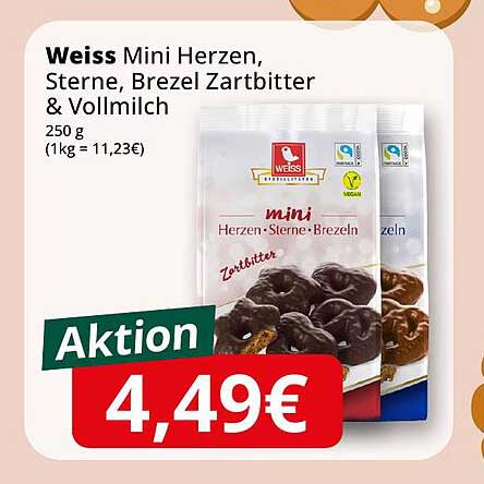 Weiss Mini Herzen, Sterne, Brezel Zartbitter & Vollmilch (250 g)