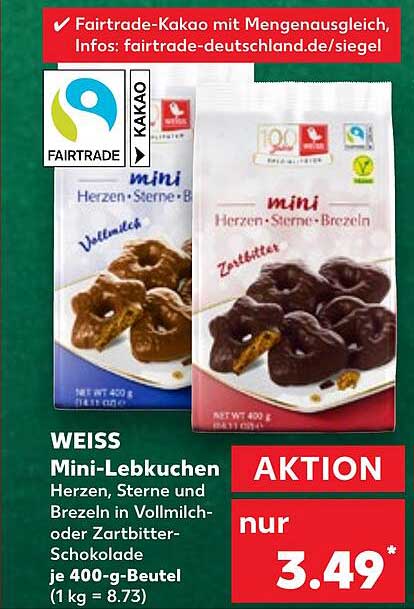 WEISS Mini-Lebkuchen Herzen, Sterne und Brezeln in Vollmilch- oder Zartbitter-Schokolade