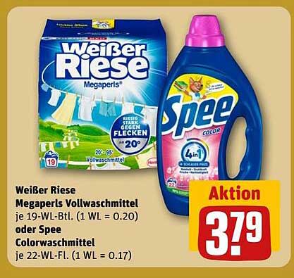 Weißer Riese Megaperls Vollwaschmittel oder Spee Colorwaschmittel