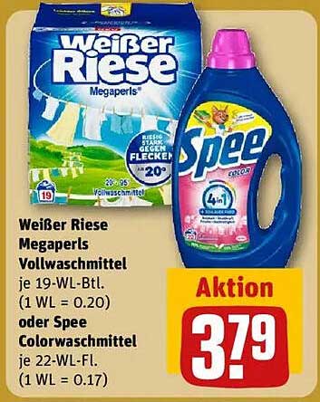 Weißer Riese Megaperls Vollwaschmittel oder Spee Colorwaschmittel