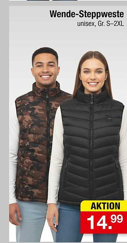 Wende-Steppweste unisex, Gr. S–2XL