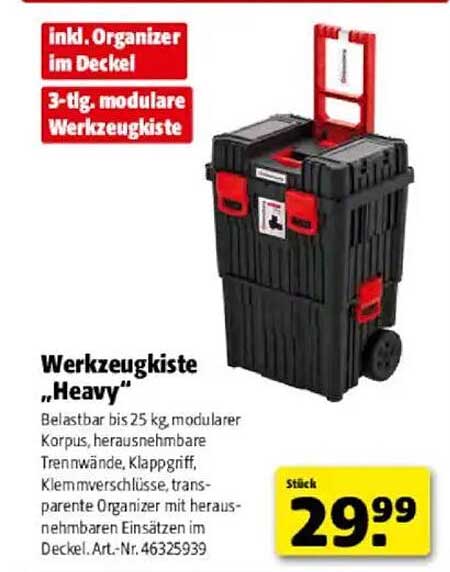 Werkzeugkiste „Heavy“ inkl. Organizer im Deckel