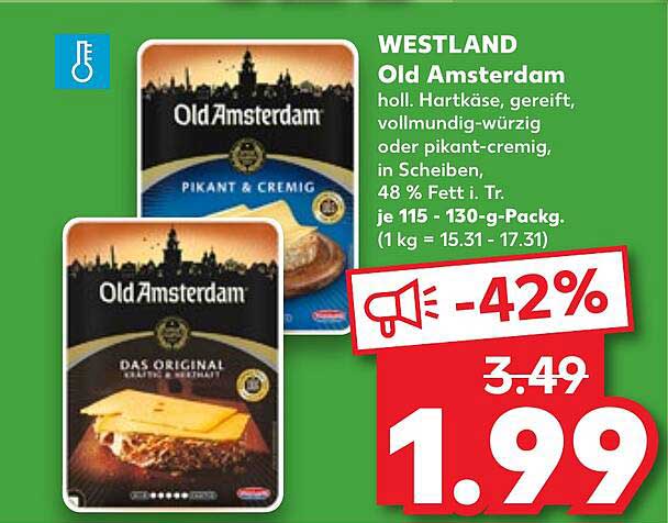 WESTLAND Old Amsterdam Hartkäse in Scheiben - Pikant & Cremig oder Das Original
