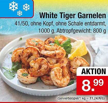 White Tiger Garnelen 41/50, ohne Kopf, ohne Schale entdarmt, 800 g