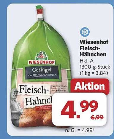 Wiesenhof Fleisch-Hähnchen Hkl. A 1300-g-Stück (1 kg = 3,84)