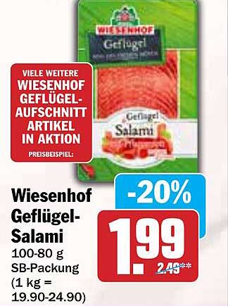 Wiesenhof Geflügel-Salami 100-80 g SB-Packung