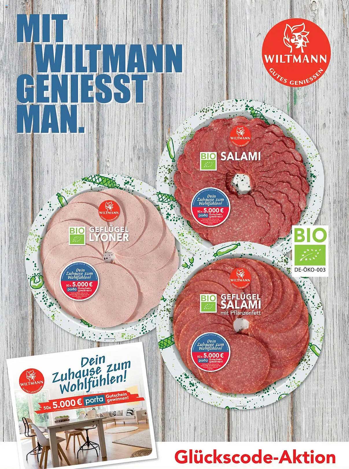 WILT MANN Bio Salami, Bio Geflügel Salami und Bio Geflügel Lyoner