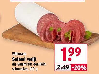 Wiltmann Salami weiß - die Salami für den Feinschmecker, 100 g