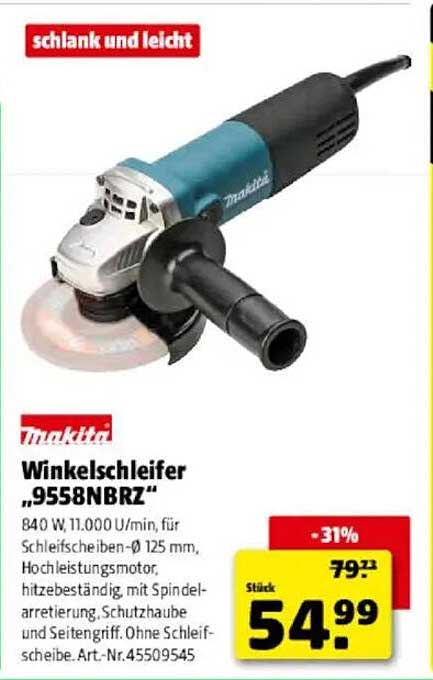 Winkelschleifer „9558NBRZ“ von Makita