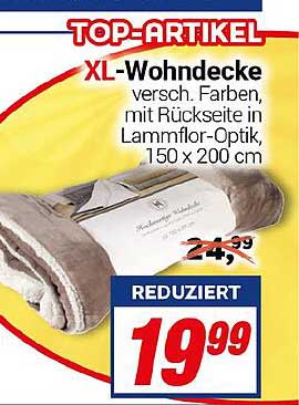 XL-Wohndecke in verschiedenen Farben mit Rückseite in Lammflor-Optik, 150 x 200 cm