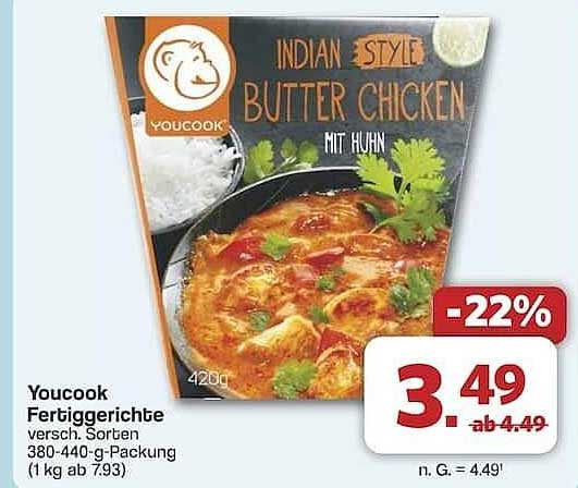 Youcook Fertiggerichte Indian Style Butter Chicken mit Huhn